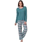 PajamaGram Women's Softest Flannel Pajamas, Pullover Top & Full Length Pants
