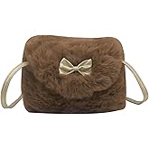 ANKOMINA Little Girls Furry Mini Purse Fashion Faux Fur Fuzzy Crossbody Handbag Shoulder Wallet Bag for Kids Toddlers