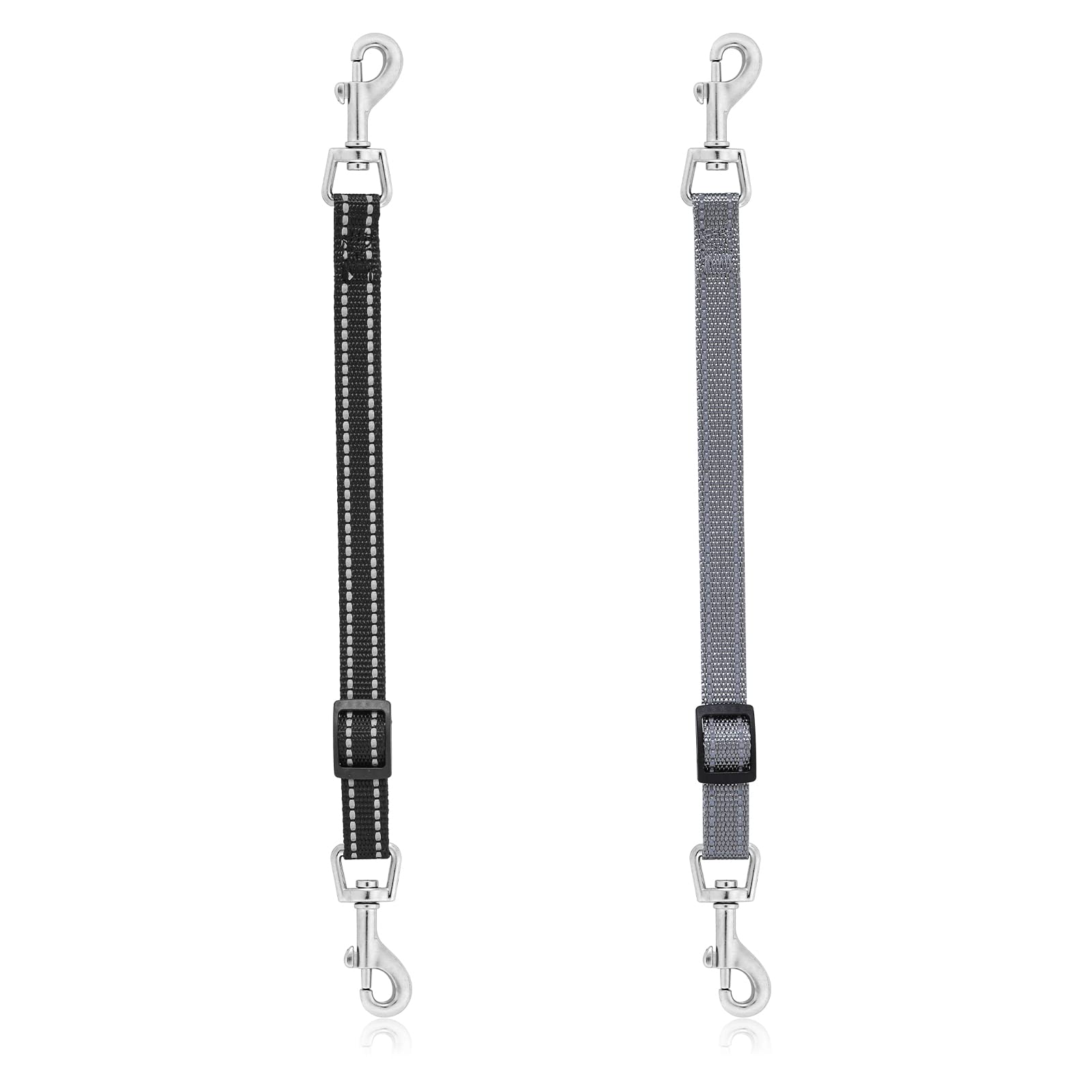 Photo 1 of Cobee Reflective Nylon Prong Collar Clips, 2 Pcs Backup Safety Adjustable Dog Harness Connector, Double Ended Clasp Clip for Puppies (Black, Gray)