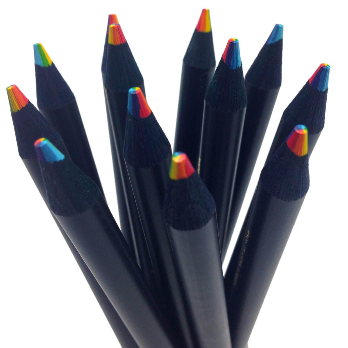 Black Wood Rainbow Colored Pencils Write and Draw in 7 Brilliant