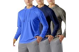OAKVON 3PC or 6PC Men’s UPF 50+ Sun Protection Lightweight Long Sleeve Hoodie, Quick-Dry SPF UV Shirt for Outdoor Active Wear