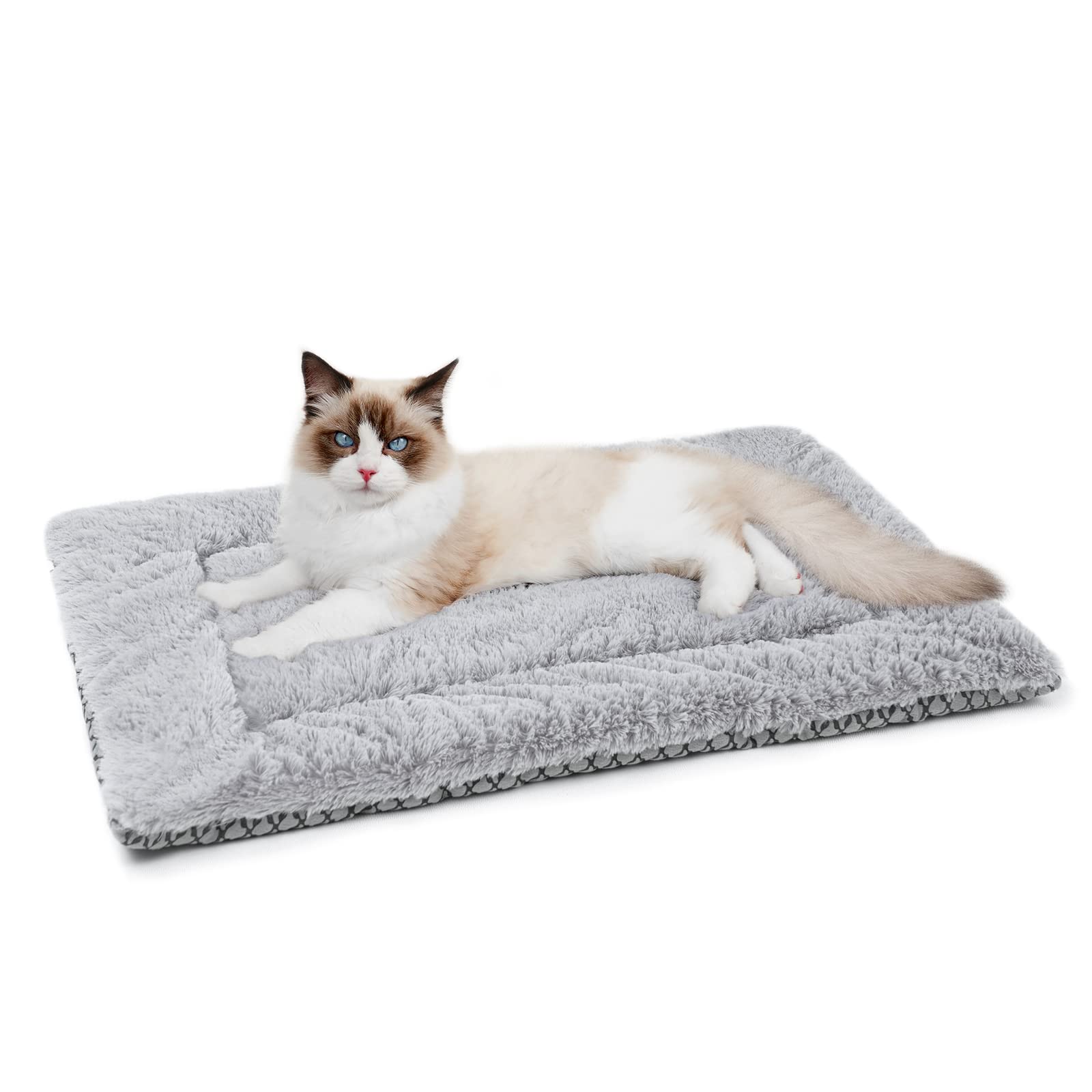 vsshe Dog Bed, 60X45cm Soft Dog Crate Mattress Mat, Two Sided Cool and Warm Crate Mat Pet Dogs Mat, Comfortable Faux Fur Washable Pet Bed Cushion, for Cats and Small and Medium-Sized Dogs