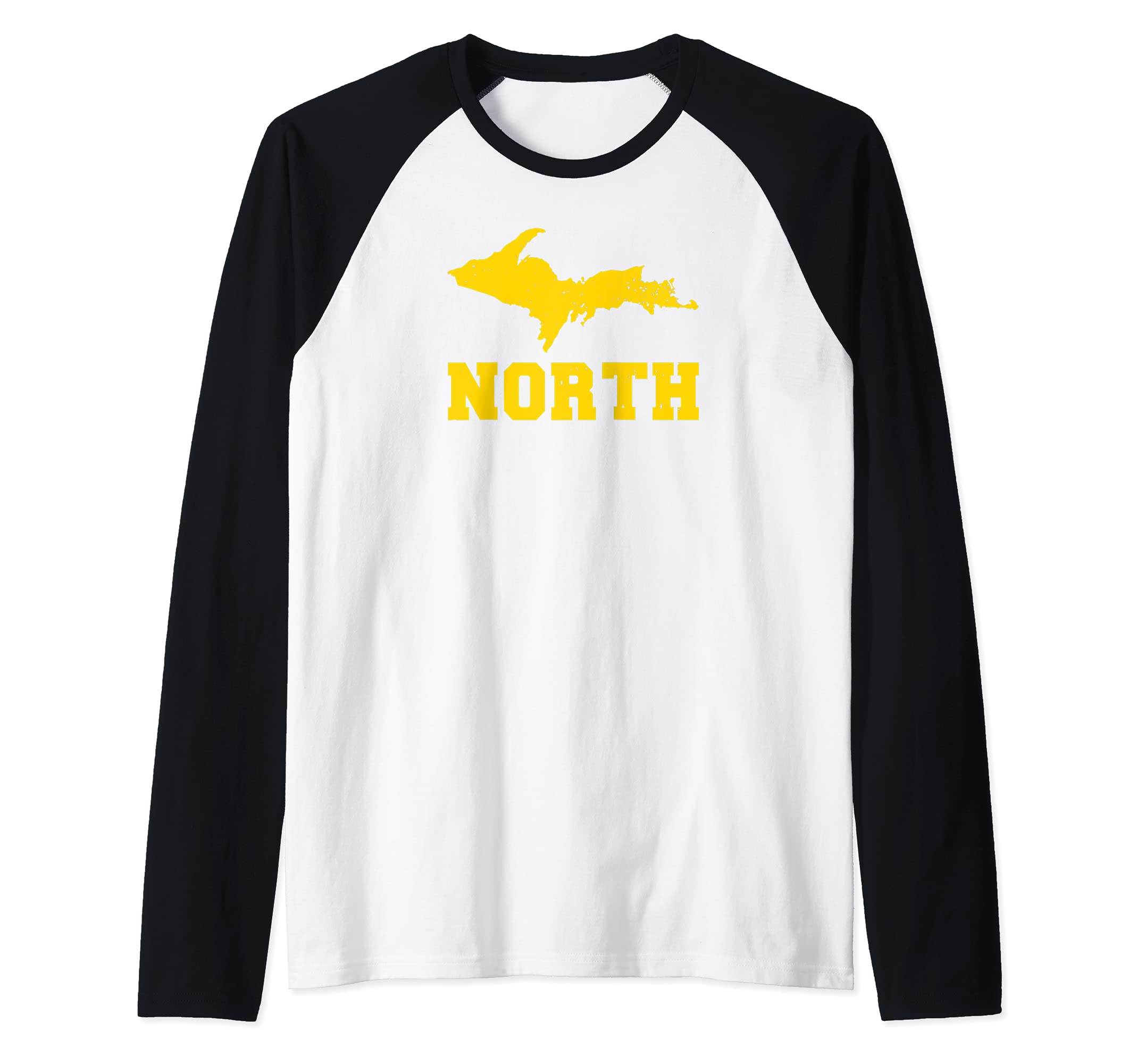 Up North Gold Michigan Upper Peninsula Yooper Souvenir Raglan Baseball Tee