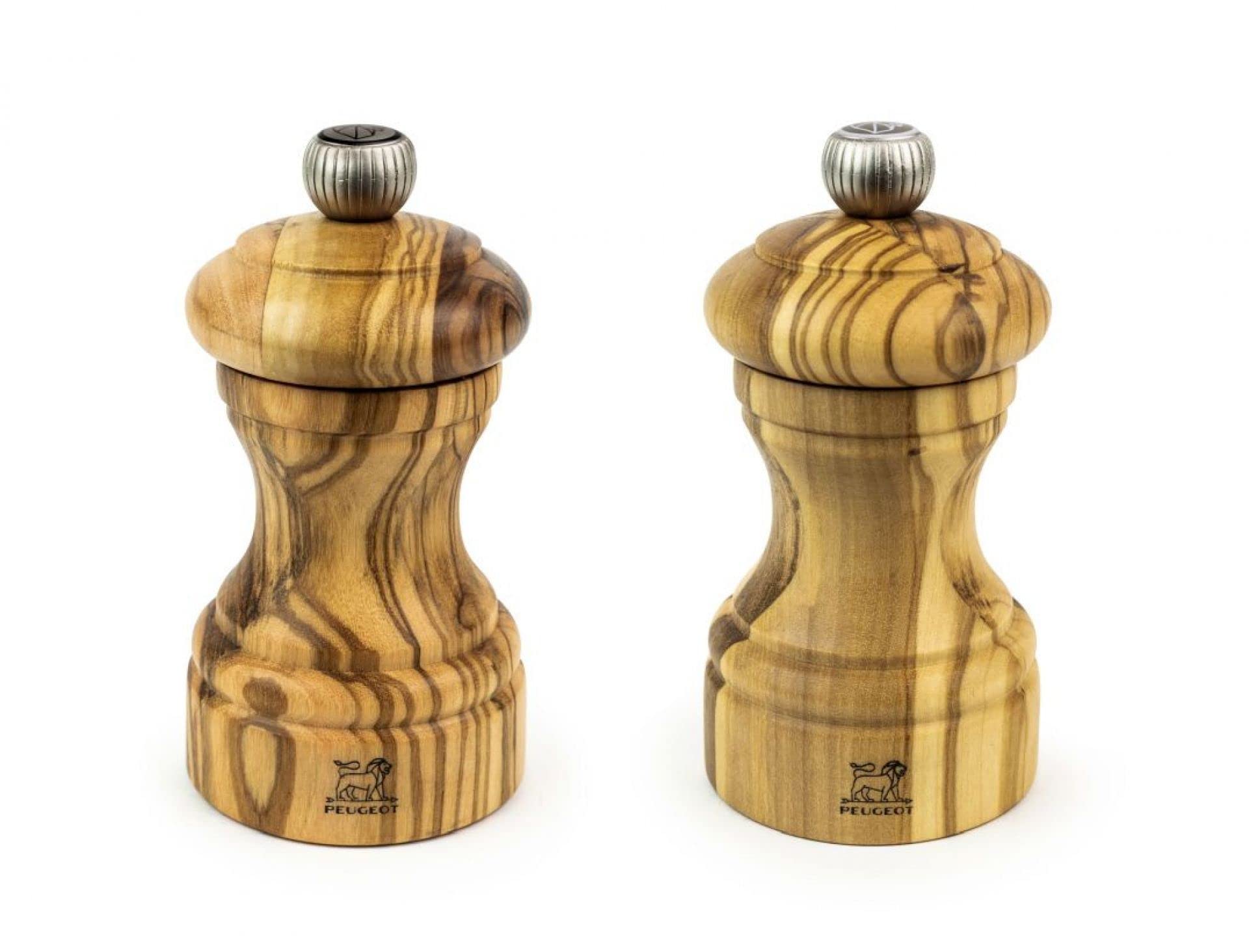PEUGEOT - Bistro 10 cm Salt and Pepper Mill Set - Classic Salt and Pepper Grinder Set - Lifetime Guaranteed Mechanism - Made in France - Olive Wood