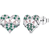 KoyeKei Aka/Oes Sorority Gifts Earrings for Women 925 Sterling Silver Alpha Kappa Alpha Sorority Earrings Aka Paraphernalia Jewelry Gift for Sister Lady