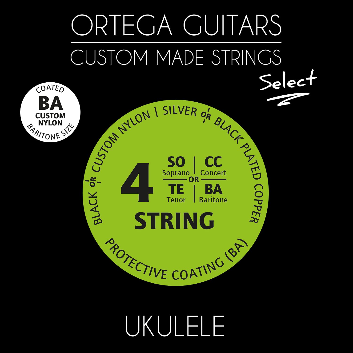 Ortega Guitars Custom Made Strings - Select - Baritone Ukulele - Clear Nylon (UKS-BA)