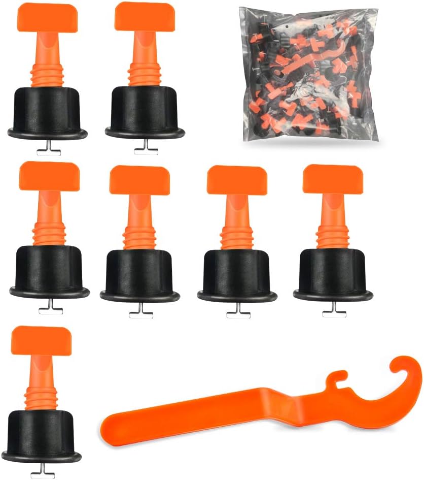 GAYISIC Tile Leveling System Kit, 50pcs Tile Leveler Spacers with Special Wrenches Ceramic Tile Installation Tool for Walls Flooring - - 