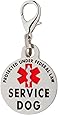 Service Dog TAG Small Breed Premium Double Sided Dog Identification .999 inch Engraved -Bold Protected Under Federal Law with Medical Alert Symbol Easily Attach to Collar Harness and Service Dog Vest