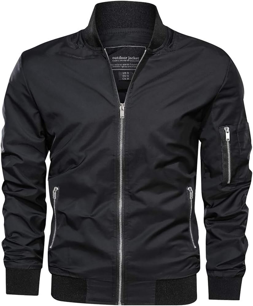 TACVASEN Mens Lightweight Bomber Jacket Classic Flight Military Casual