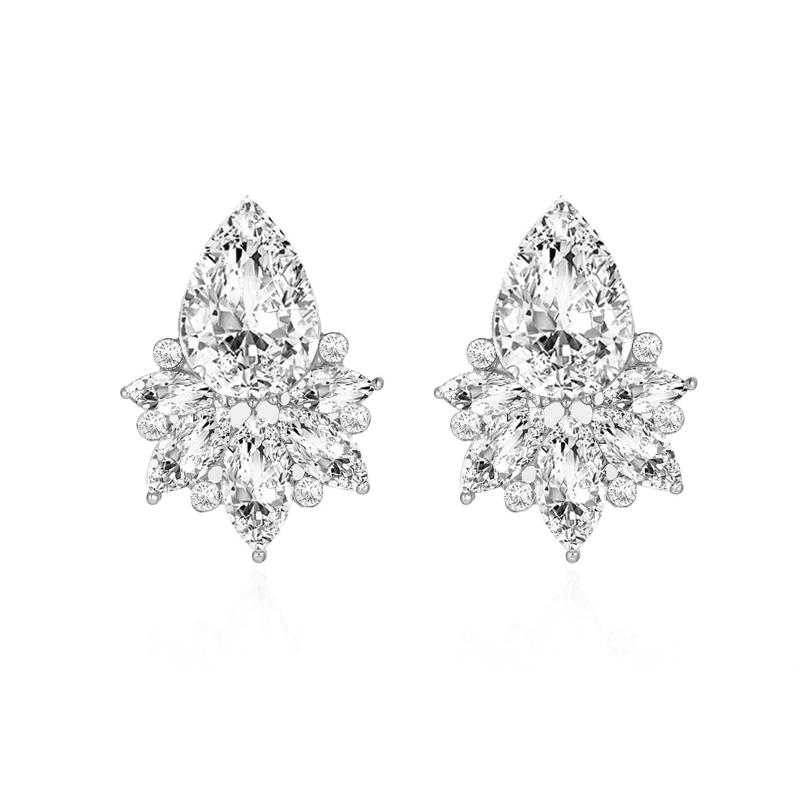 Photo 1 of FENBORY Clear Rhinestone Silver Earrings Fancy Crystal Cluster Earrings Art Decro Drop Earrings for Women