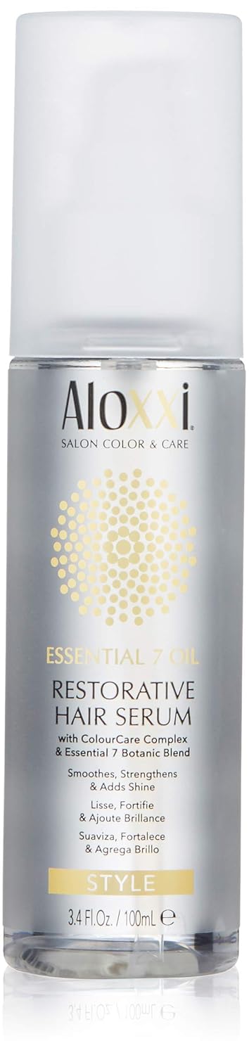 ALOXXI Restorative Hair Serum with 7 Essential Botanical Oil Blend - Hair Serum for Damaged Hair - Smoothes, Strengthens & Adds Shine - Safe for All Hair Types, 3.4 Fl. oz.
