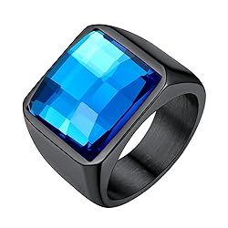 U7 Men's Ring Fashion Black Metal Plated Stainless