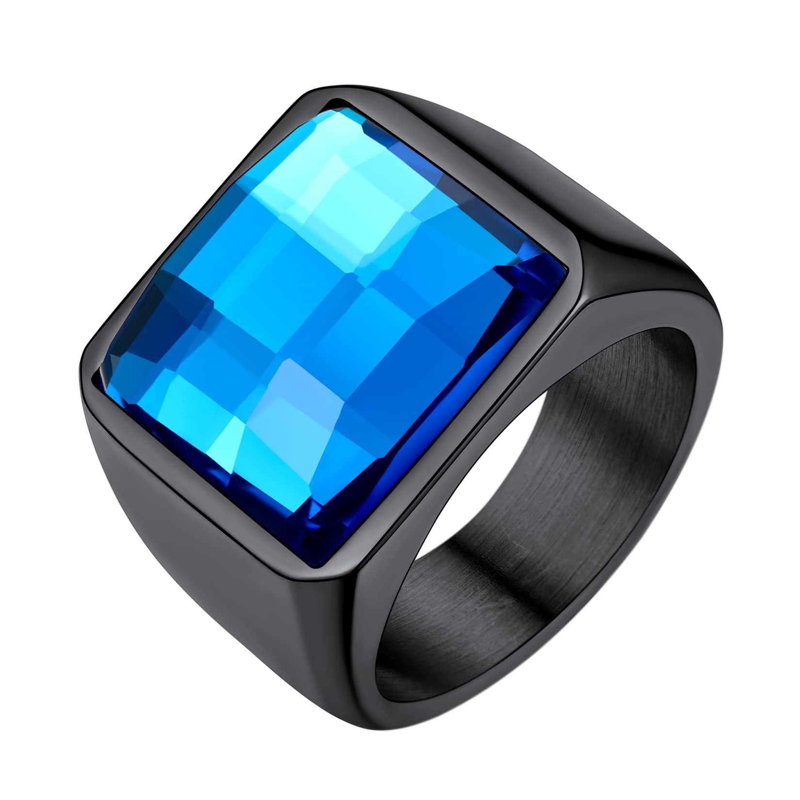 U7 Men's Ring Fashion Black Metal Plated Stainless