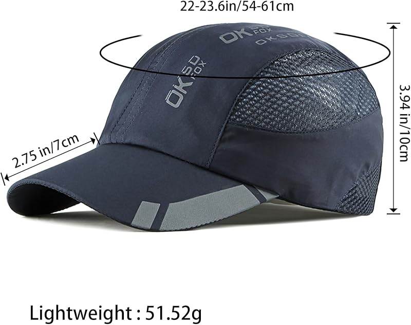 2 Packs Gorra de BéIsbol de Secado Rápido Deportiva Hombre, Gorra Running de Protección Solar Transpirable Unisex, Gorras de Verano Malla Ligera Plegable Sombreros de Verano con Hebilla