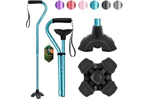 BeneCane Walking Cane Adjustable Cane with Offset Soft Cushioned Handle for Men & Women Lightweight Comfortable Extra Stability Base Mobility Aid for Men Women and Seniors