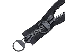 50cm Black Zipper #20 Heavy Duty Zipper Huge Two Way Separating Plastic Zippers for Down Jacket Coats Overcoats Tents Boat Co