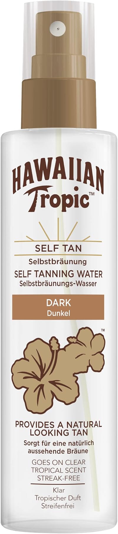 HAWAIIAN Tropic Dark Self Tanning Water 190ml Hydrating Aloe Vitamin E Fast Dry