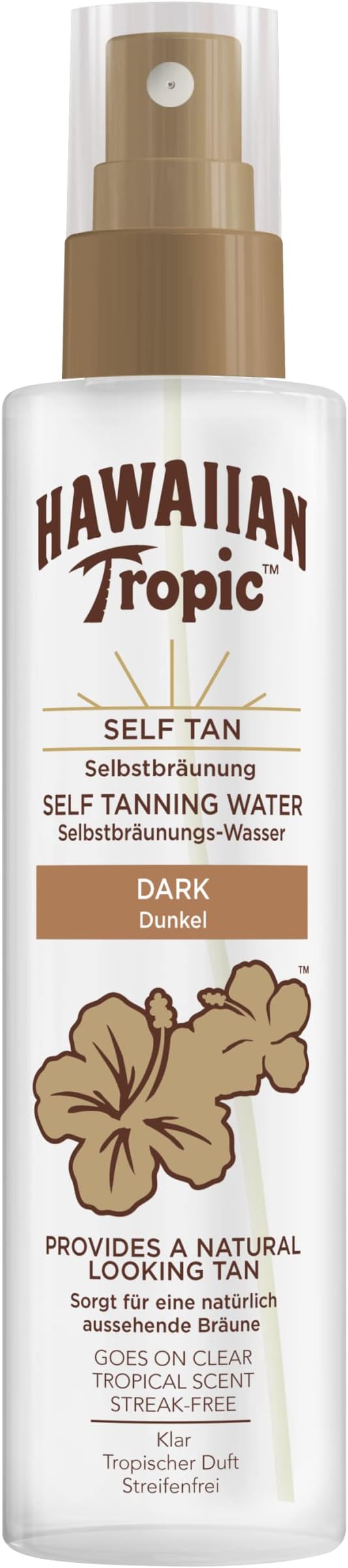 HAWAIIAN Tropic Dark Self Tanning Water 190ml Hydrating Aloe Vitamin E Fast Dry