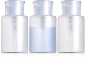 MILUKON Pump Dispenser-Refillable Cosmetic Push Down Pump Dispenser-PP Material Alcohol Dispenser-Empty Makeup Acetone Containers for Acetone Nail Polish Remover,Nail Care,and Alcohol (3PCS)