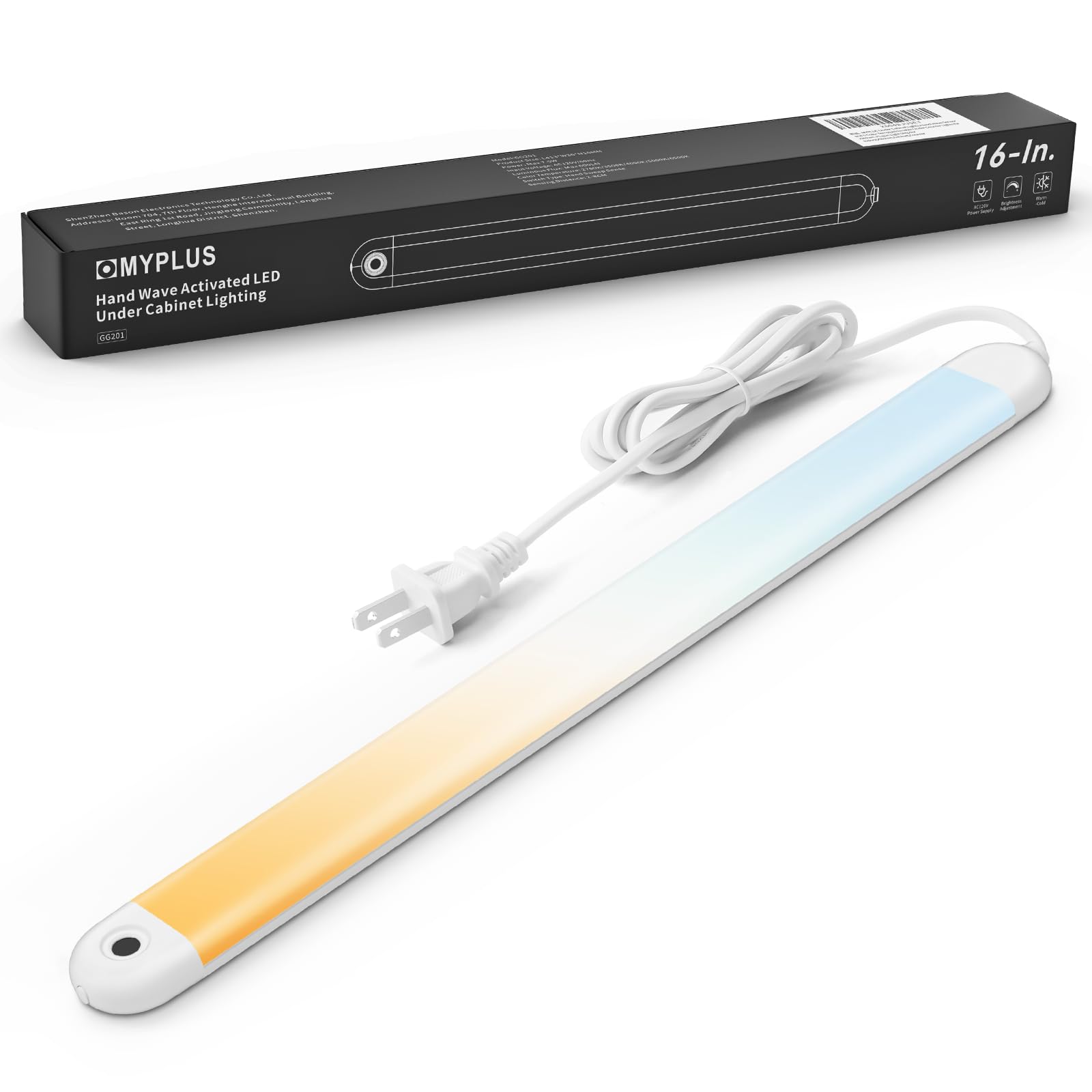 Photo 1 of MYPLUS 16" Under Cabinet Lighting, Hand Wave Sensor Under Counter Lights with 5 Color Temps and Dimmable 600 Lumen, 80 LEDs Plug in Led Light Bar for Indoor,Kitchen,Cabinet,Counter