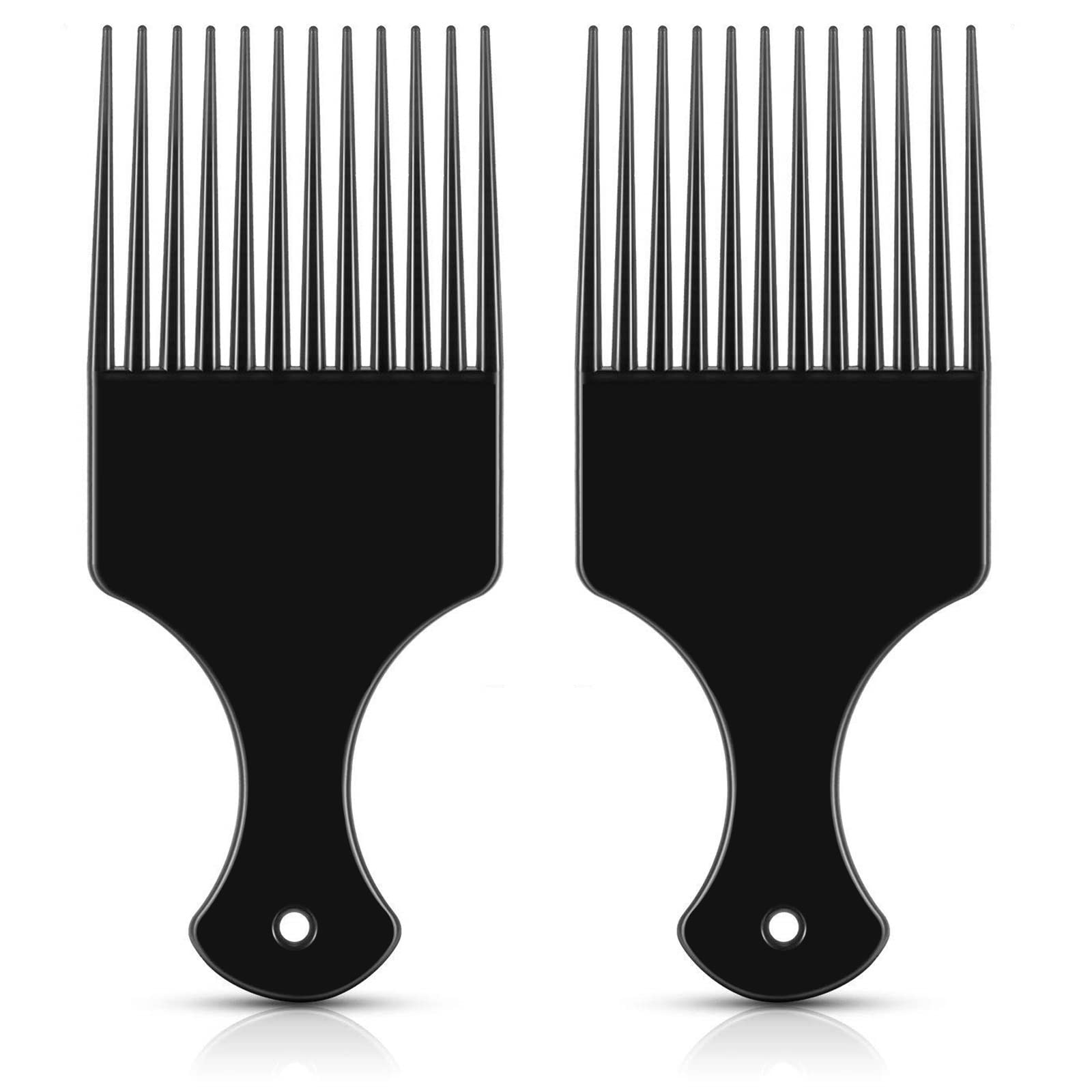 YUTOU Pack of 2 Afro Hair Comb Straight Hair Pick Comb Plastic Wide Tooth Hair Pick Comb Natural Curls Curling Comb Hairdresser Styling Tool for Thick, Curly, Long Hair for Men and Women