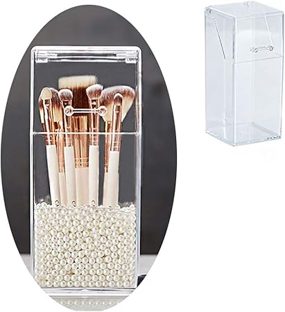 Amazon Netiso メイクブラシケース コスメ収納 メイクブラシホルダー ふた付き メイクブラシ スタンド 収納ボックス 透明 ケース パール 白 Netiso メイクブラシケース 通販