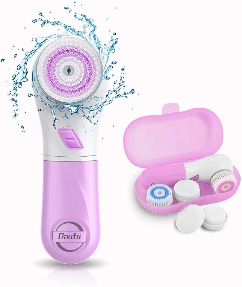 Facial Cleansing Brush, Daufri Electric Waterproof Facial Brush Battery Operated Facial Spin Brush Set 5 Face Brush Heads for Gentle Exfoliation and Deep Scrubbing