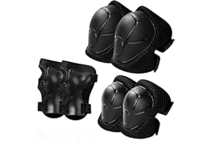 Kids Knee and Elbow Pads Suit,6 in 1 Adjustable Wrist Guard Knee and Elbow Pads for Kids,Sports Protective Gear with Mesh Bag