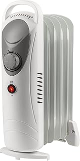 Daewoo 500W Mini Oil Filled Radiator Portable Thermostat Heater 5 Fin
