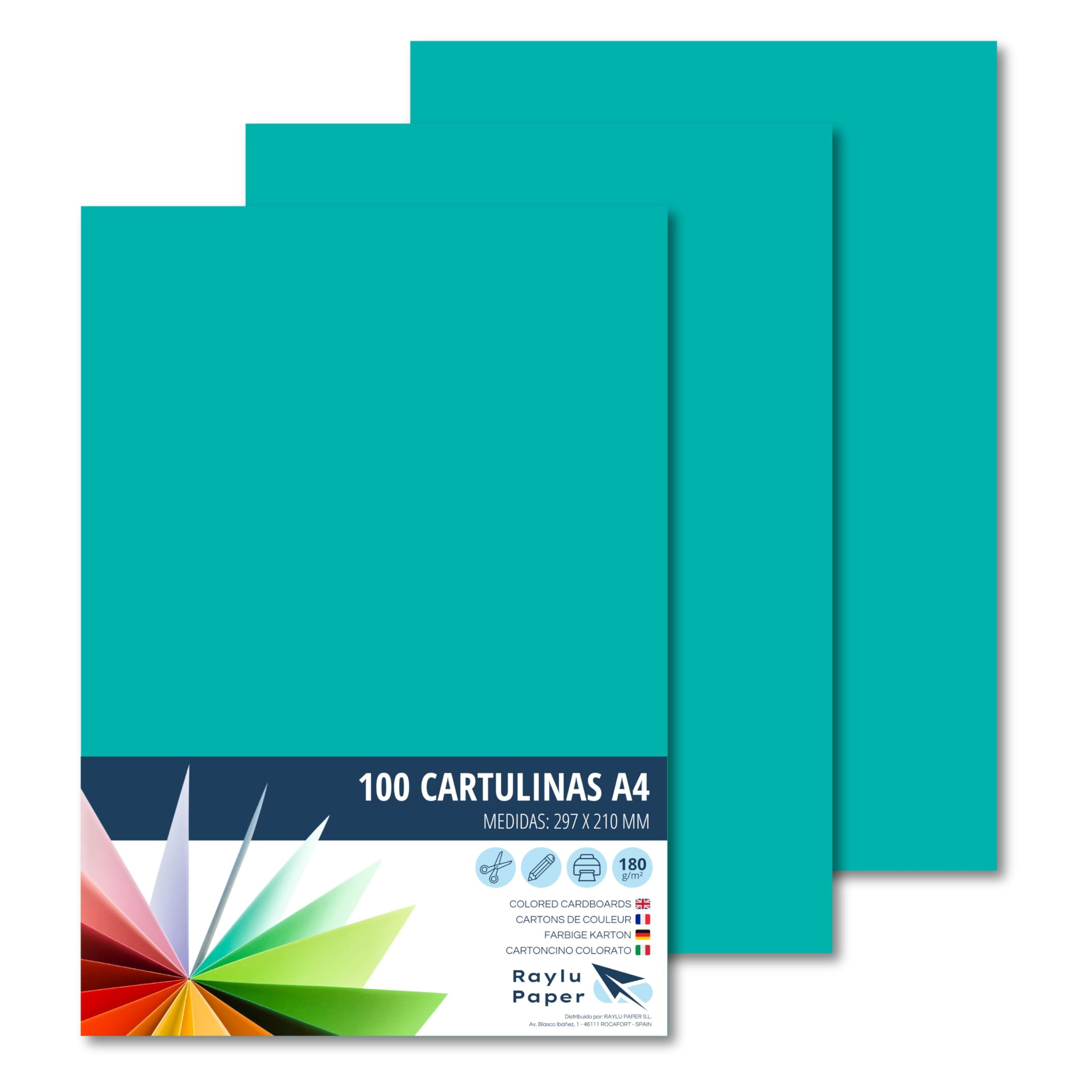 Raylu Paper® A4 100 Pcs Green Cardstock 180g 210x297mm Ideal for Binding, Office Work, Drawing, Crafts Cardstock Suitable for School Use (Mint Green) — image 1