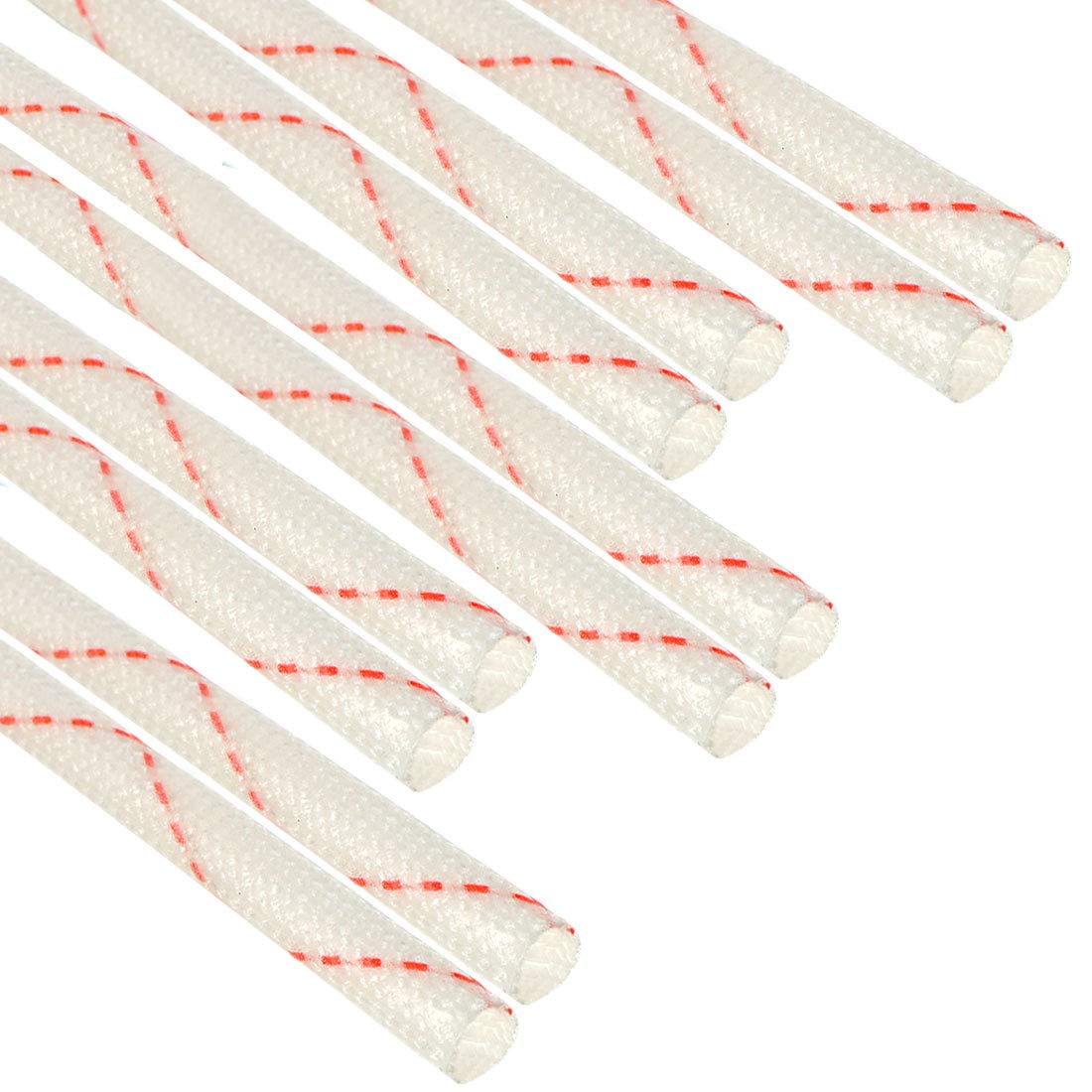 sourcing map 10pcs Fiberglass Heat Shield Sleeve 3mm(1/8-inch) ID x 2.95ft Adjustable PVC Silicone Fiberglass Sleeve Pipe