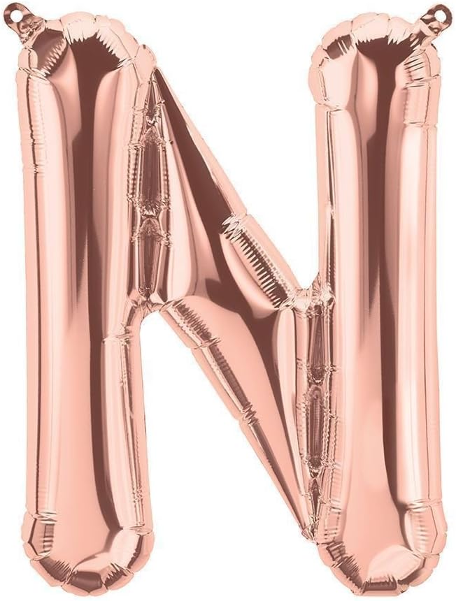 DecorativeConceptsUK 16" ROSE GOLD LETTERS & NUMBERS BALLOONS BIRTHDAY ANNIVERSARY DECORATION (16" ROSE GOLD LETTER - N)