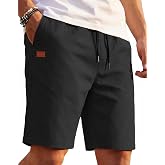 COOFANDY Mens Casual Cotton 9'' Shorts Drawstring Summer Beach Chino Shorts | Elastic Waist, Twill Cotton Fabric, Deep Side Pockets, 9 Inch Chino Length, Regular Fit, Leather Logo, Summer Cruise Vacation