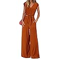 PRETTYGARDEN Women's Summer 2 Piece Outfits 2025 Cap Sleeve V Neck Belted Crop Tops Wide Leg Pant Sets Casual Tracksuit