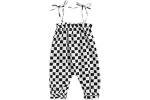 Toddler Baby Girl Romper Overalls Outfit Plaid Jumpsuit Floral Strawberry Birthday Flare Pants Summer Clothes