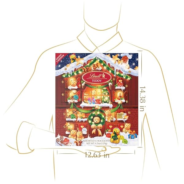 LINDT HOLIDAY TEDDY BEAR CHOCOLATE CANDY ADVENT CALENDAR, 4.5 OZ.