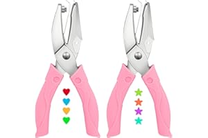 SOKOSEY 2 Pack Handheld Hole Paper Punch Kit,Single Hole Punch, Heart and Star Hole Punch