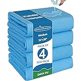SPRINGSPIRIT Washable Bed Pads for Incontinence 34'' x 36'' (4 Pack), Absorbent Waterproof Bed Pads with Non-Slip Back for Ad