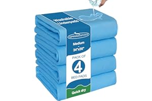SPRINGSPIRIT Washable Bed Pads for Incontinence 34'' x 36'' (4 Pack), Absorbent Waterproof Bed Pads with Non-Slip Back for Ad