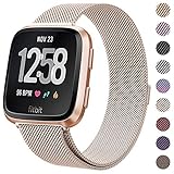 CAVN Metal Bands Compatible for Fitbit Versa Bands/Versa Lite Edition Bands for Women Men, Replacement Stainless Steel Wristband Accessories Strap