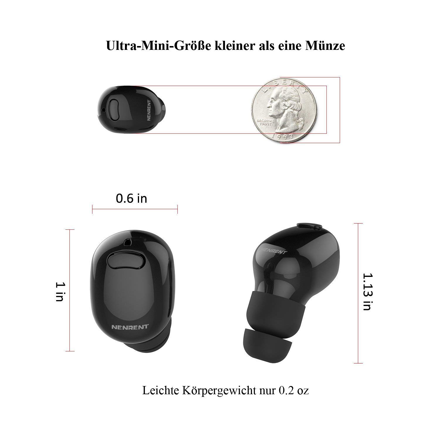 NENRENT S570 TWS Bluetooth Earbuds 5.0 Ture Wireless Earpiece HD Stereo Audio Sound Wireless Bluetooth Headphones with Charging Case 24 H Music Playtime