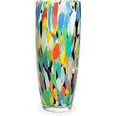 Ca D Oro Murano-Style Colored Glass Vase Confetti Effect Hand Blown Art Glass Crystal for Flower, Room Decoration and Centerpiece - Model AD3