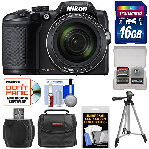Nikon-Coolpix-B500-Wi-Fi-Digital-Camera-Black-with-16GB-Card-Case-Tripod-Kit-Certified-Refurbished