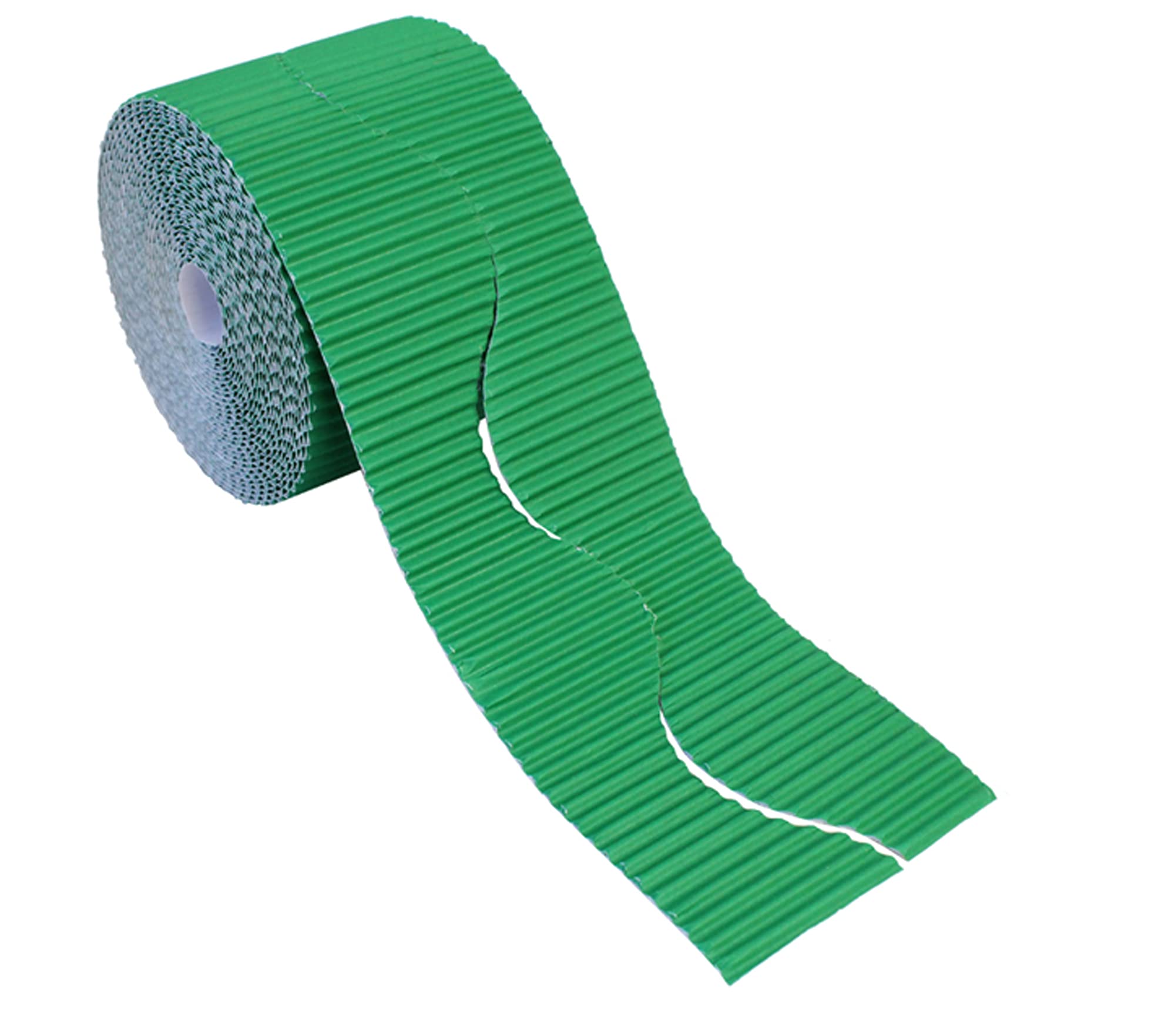 Bright Ideas Corrugated Border Roll for School Displays, Emerald, 57mm x 7.5m (15m When Split), BI7887