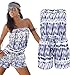 Beauty Decor Women's Casual Tube Top Strapless Printed Beach Short rompers jumpsuits Playsuits Blue/Brown/Orange