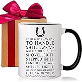 MNEDLAD Funny Horse Mugs Coffee, Horse Girls Know How To Handle Shit Horse Lovers Cup, Horse Present for Women-Mm34