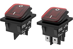 lcocove JD 2pcs 30A Power Switch 125V/250V AC Boat Rocker Switch ON/Off Switch 4Pins Toggle Switch with UL Certificate Waterproof Switches (Red LED 4pins)
