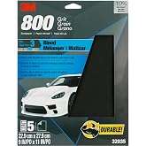 3M Wetordry Sandpaper, 32035, 800 Grit, 9 in x 11 in, 5 Sheets Per Pack