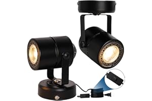 EAGLOD Modern Multipurpose LED Spotlight Desk or Wall Mount LED Accent Uplight,Portable Spot Light with ON/Off Switch,GU10 Bulb 3000K Warm White Cord-in-Plug 6ft, Dark Bronze 2 Pack (Black)