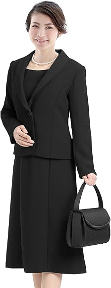 Amazon Co Jp ニナーズ Nina S ブラックフォーマル 喪服 礼服 日本製 レディース 女性用 スーツ アンサンブル ジャケット ワンピース ロング丈 前開き オールシーズン 大きいサイズ Bs 7510 7 19号 標準サイズ7号 服 ファッション小物